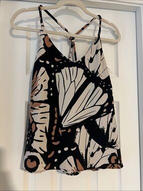 Women's Butterfly-Print Spaghetti Strap Camisole - Black & Brown